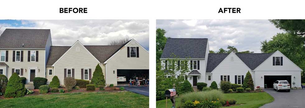 before and after view of a house