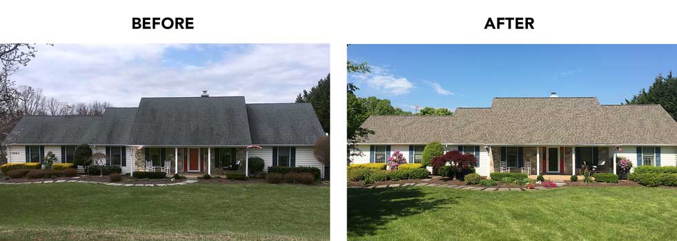 before and after view of a house