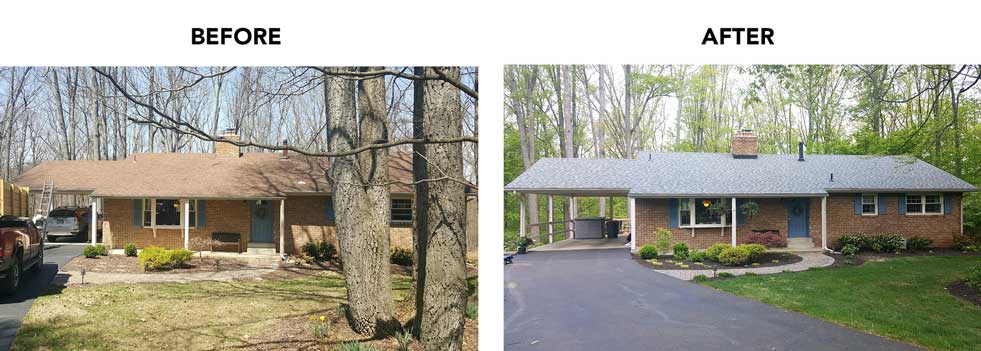 before and after view of a house