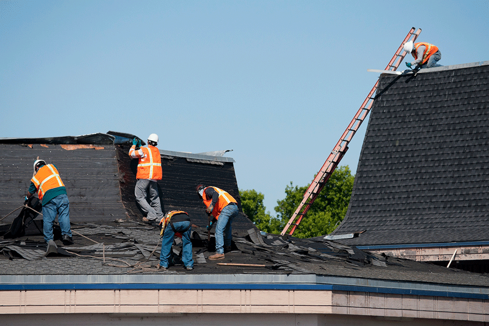 roofers installing a roof