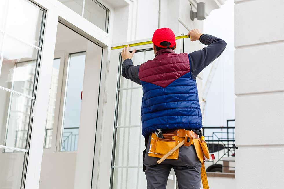 man installing windows