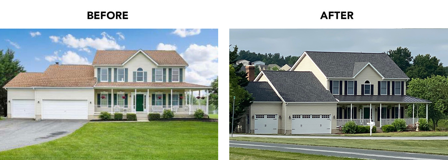 before and after view of a house